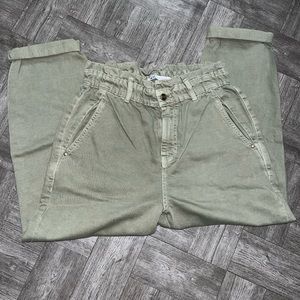 Zara Olive green paper bag denims